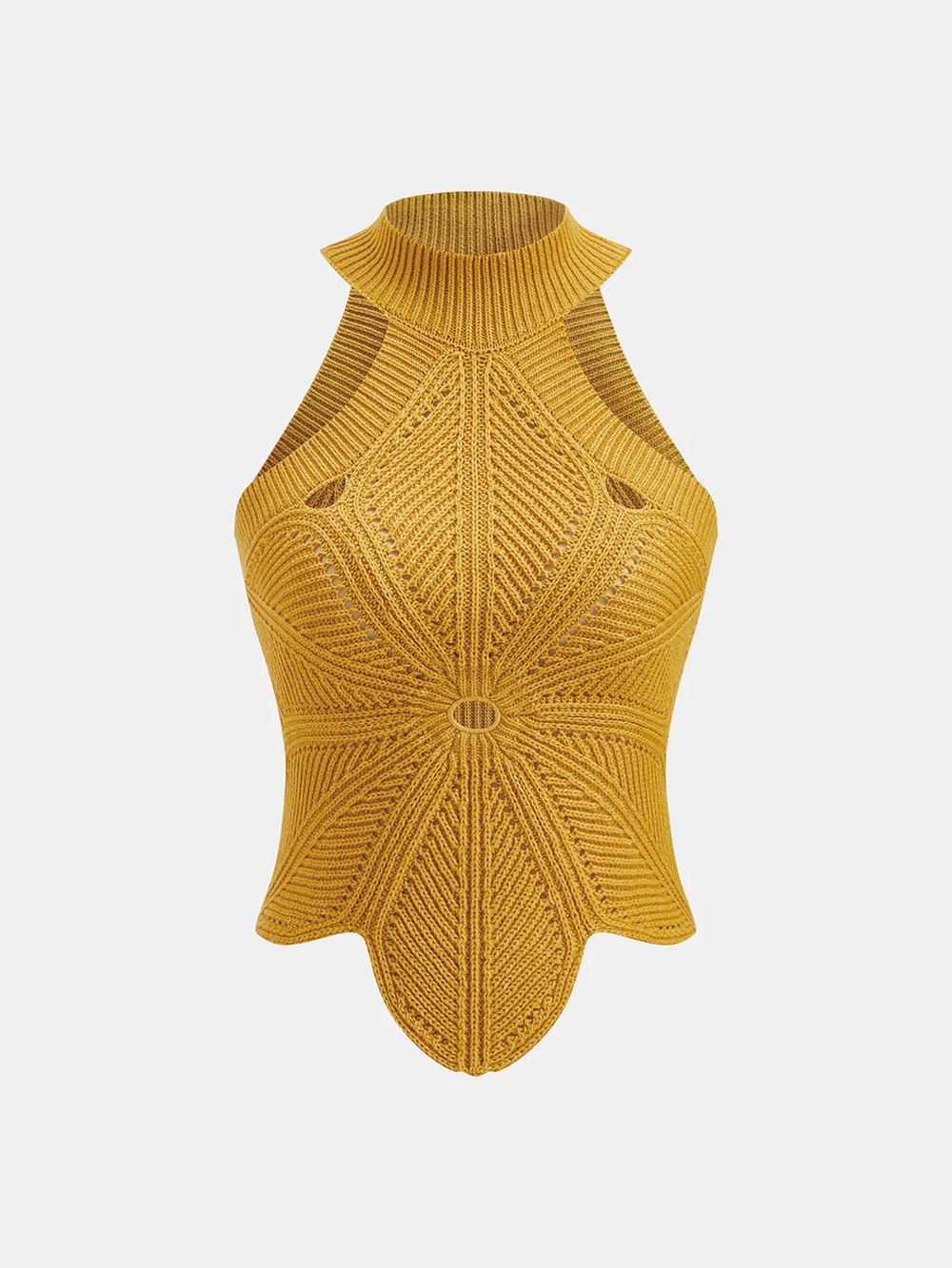 Sleeveless Hollow Out Knit Halter Top